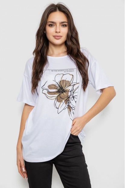 Футболка жіноча з принтом, колір білий, 244R505