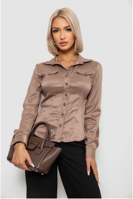 Рубашка классическая в полоску, цвет бежевый, 230R641