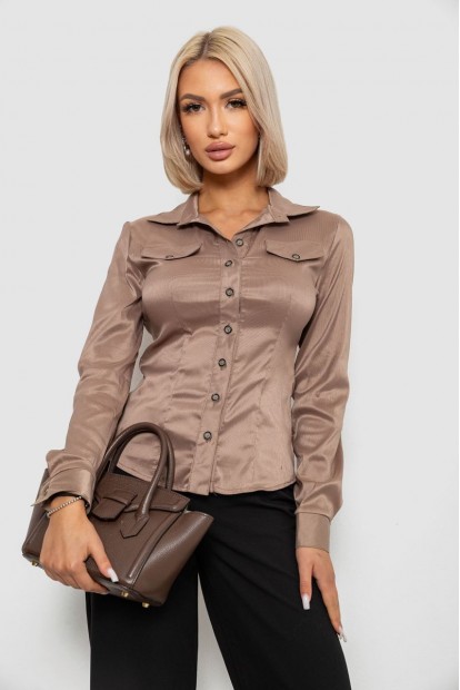 Рубашка классическая в полоску, цвет бежевый, 230R641