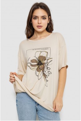 Футболка жіноча з принтом, колір бежевий, 244R505
