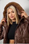 Куртка жіноча зимова коротка  -уцінка, колір коричневий, 244R865-U Куртка жіноча зимова коротка  -уцінка, колір коричневий, 244R865-U - фото № 4