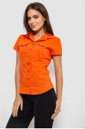 Рубашка женская однотонная  -уценка, цвет оранжевый, 230R068-1-U-288 - фото № 2