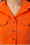 Рубашка женская однотонная  -уценка, цвет оранжевый, 230R068-1-U-288 - фото № 4