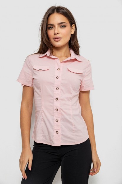 Рубашка женская однотонная  -уценка, цвет светло-розовый, 230R068-1-U-294