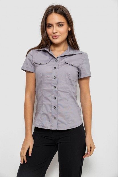 Рубашка женская однотонная  -уценка, цвет серый, 230R068-1-U-293