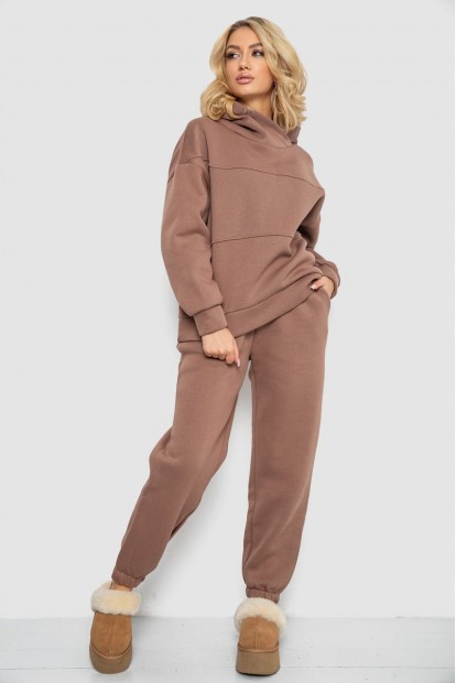 Спортивний костюм жіночий на флісі, колір мокко, 247R10765