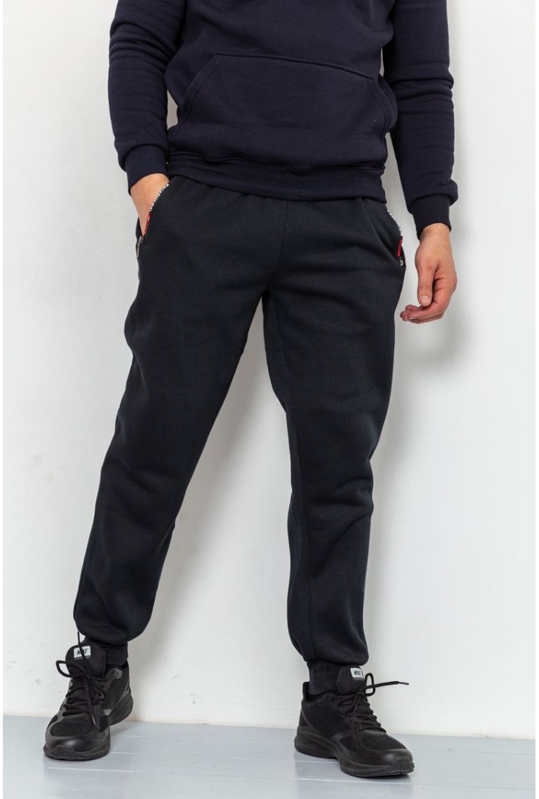 Купить Спорт штаны мужские на флисе, цвет черный, 184R8755 - Фото №1