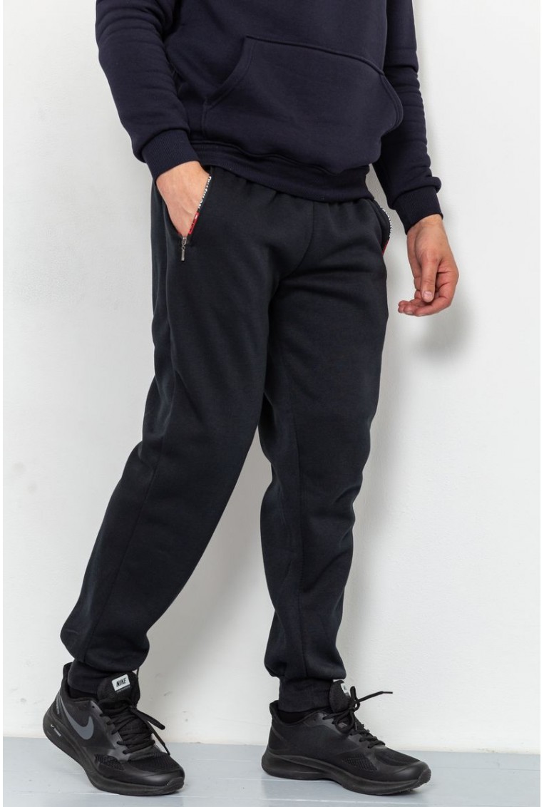 Купить Спорт штаны мужские на флисе, цвет черный, 184R8755 - Фото №3