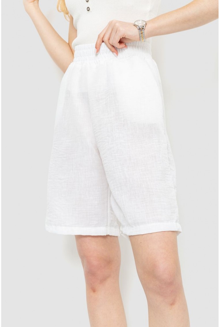 Купити Шорти жіночі вільного крою тканина льон, колір білий, 177R023 - Фото №3