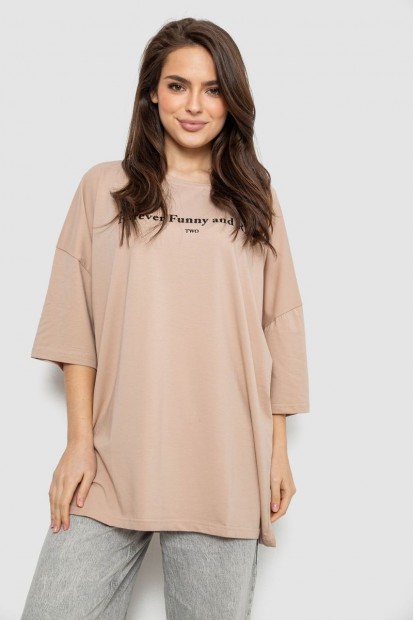 Футболка женская с принтом, цвет бежевый, 244R3014