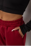 Спортивні штани жіночі на флісі  -уцінка, колір бордовий, 238R58672-U-1 - фото № 4