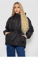 Куртка женская демисезонная с поясом  -уценка, цвет черный, 207R2023-U-6 - фото № 0