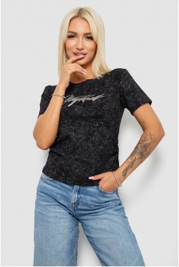Футболка женская с принтом, цвет черный, 221R3303