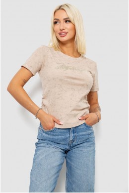 Футболка женская с принтом, цвет светло-бежевый, 221R3303