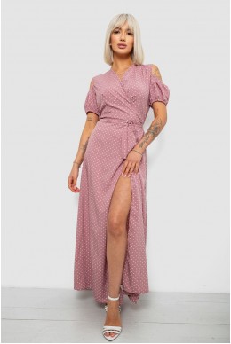 Платье женское на запах в горошек софт, цвет пудровый, 257R358-3