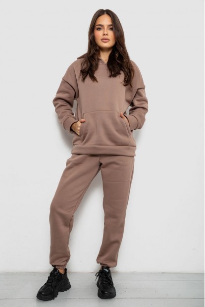 Спортивный костюм женский на флисе  -уценка, цвет темно-бежевый, 257R85-U-9