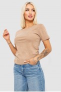 Футболка женская с принтом, цвет бежевый, 221R3303 - фото № 2