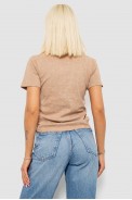 Футболка женская с принтом, цвет бежевый, 221R3303 - фото № 3