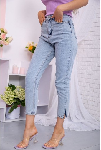 Купить Женские укороченные джинсы голубого цвета 198R5008 - Фото №3