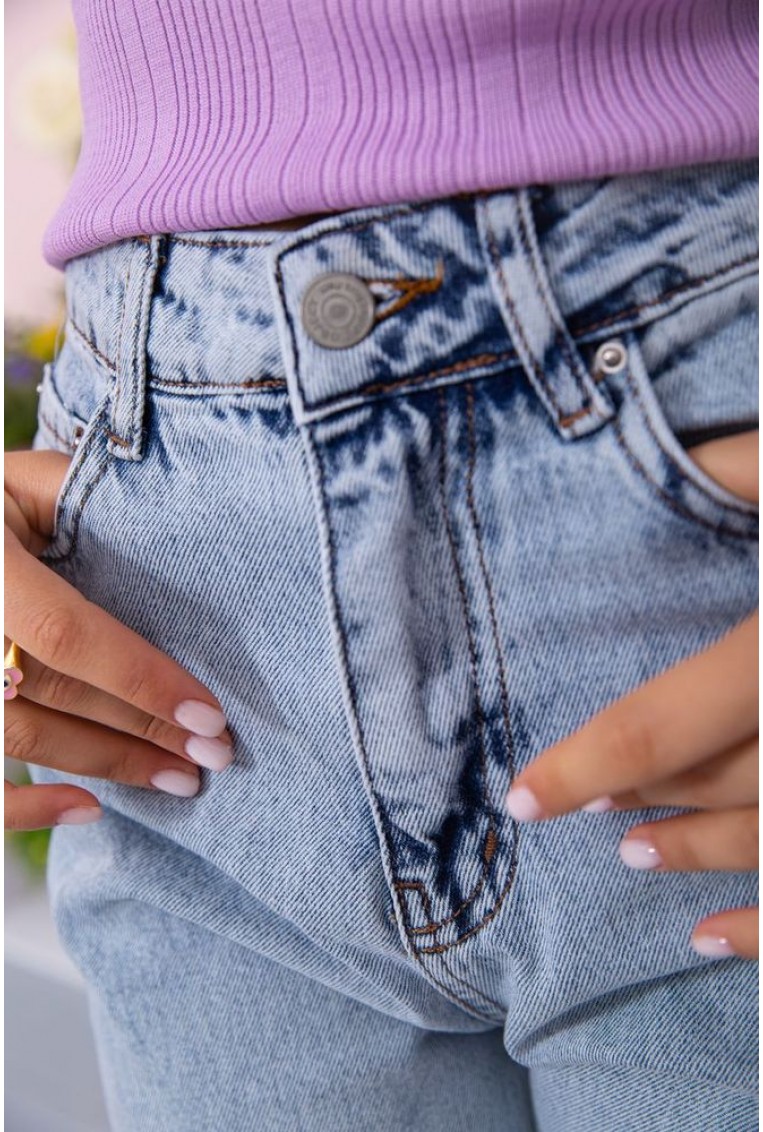 Купить Женские укороченные джинсы голубого цвета 198R5008 - Фото №5