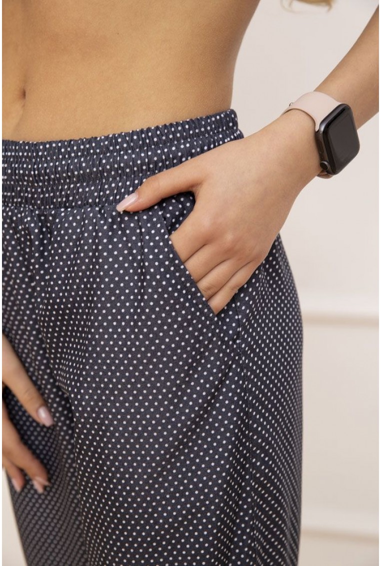 Купить Женские свободные штаны в горох синего цвета 102R181-1 - Фото №5
