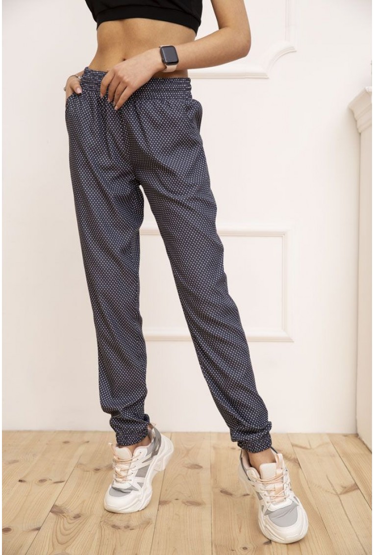 Купить Женские свободные штаны в горох синего цвета 102R181-1 - Фото №1