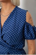 Платье женское на запах в горошек софт, цвет синий, 257R358-3 - фото № 4