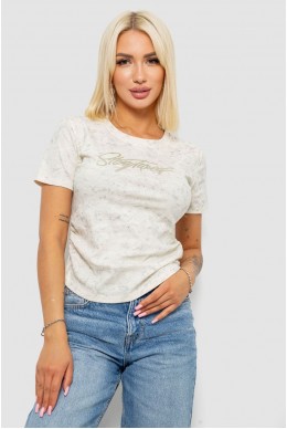 Футболка женская с принтом, цвет кремовый, 221R3303