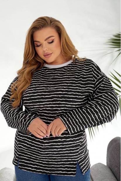Свитшот женский в полоску, цвет черный, 257R332-3