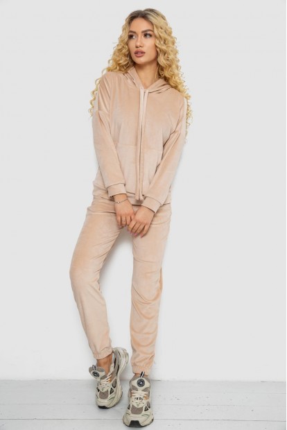 Спортивний костюм жіночий велюровий  -уцінка, колір світло-бежевий, 177R022-1-U