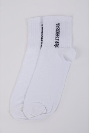 Белые женские носки средней высоты с принтом 151R120