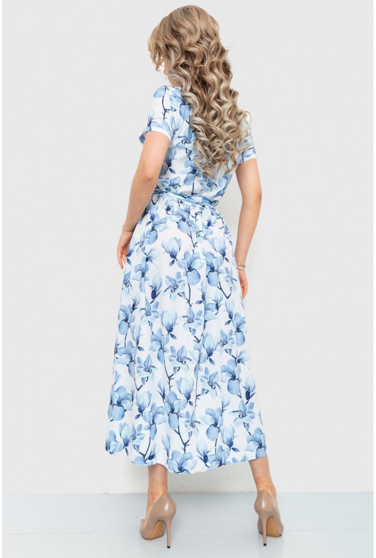 Купить Платье с цветочным принтом, цвет голубой, 230R006-1 - Фото №4