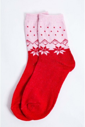 Жіночі ангорові шкарпетки червоного кольору з узором 151R201