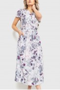 Сукня з квітковим принтом, колір сіро-фіолетовий, 230R006-1