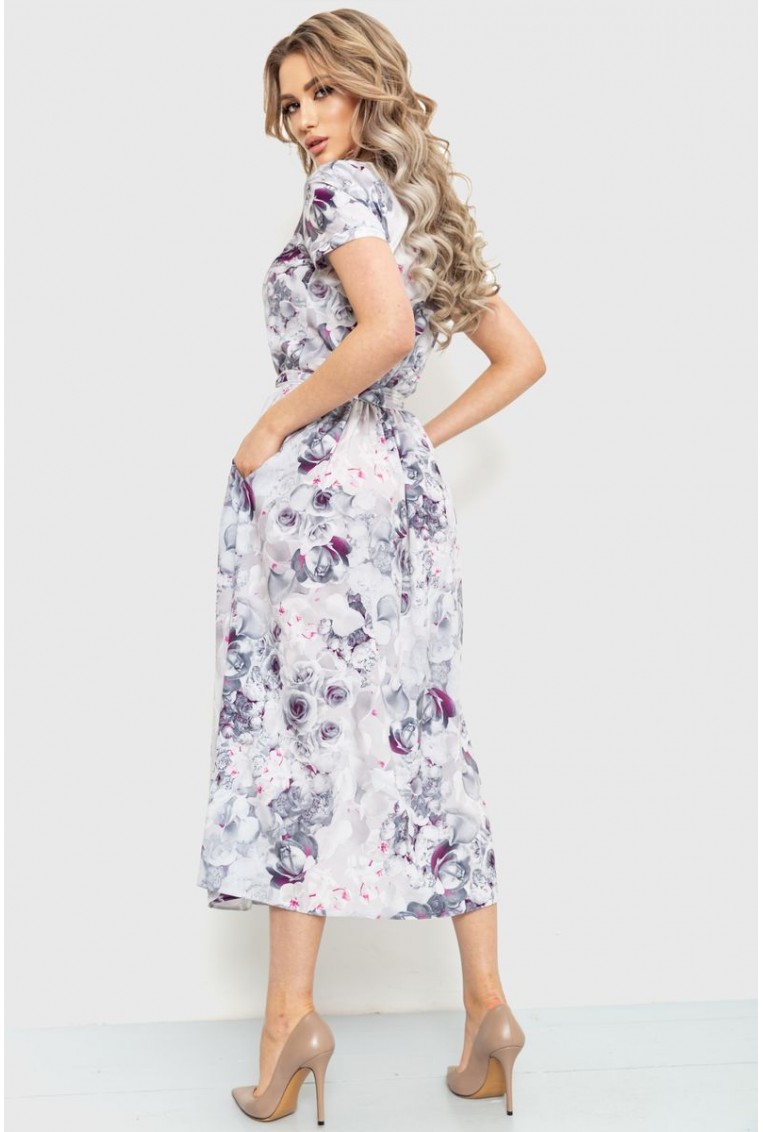 Купити Сукня з квітковим принтом, колір сіро-фіолетовий, 230R006-1 - Фото №4