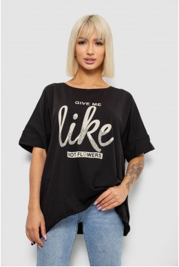 Футболка женская с принтом, цвет черный, 244R4023