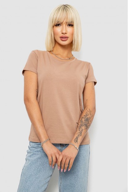 Футболка женская однотонная, цвет бежевый, 244R2806