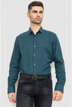Сорочка чоловіча в клеку байкова, колір зелено-синій, 214R99-33-022