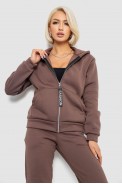 Спортивный костюм женский на флисе, цвет темно-коричневый, 257R86 - фото № 1