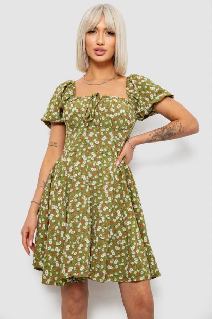 Платье женское с принтом софт, цвет оливковый, 257R811