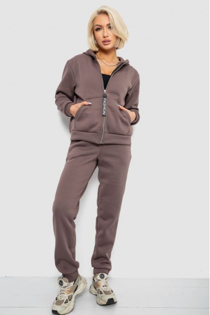 Спортивный костюм женский на флисе, цвет коричневый, 257R86