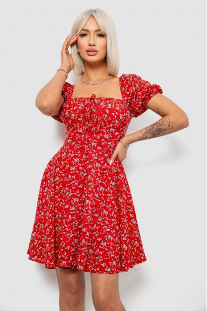 Платье женское с принтом софт, цвет красный, 257R811