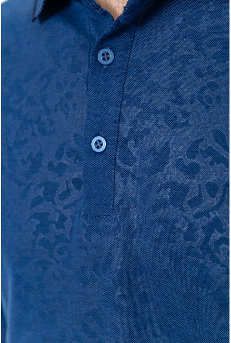 Купить Поло мужское с длинным рукавом, цвет синий, 157R303 - Фото №5