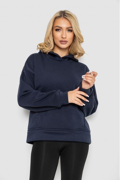 Худі жіночий на флісі  -уцінка, колір темно-синій, 177R057-U-4