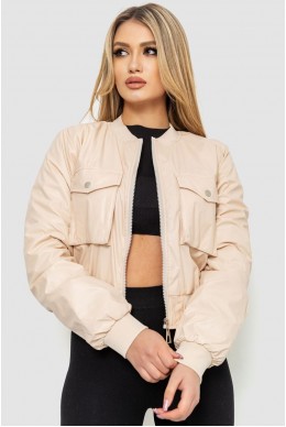 Куртка жіноча з екошкіри коротка  -уцінка, колір світло-бежевий, 186R097-U-1