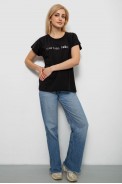 Футболка женская с принтом, цвет черный, 244R3016 - фото № 1