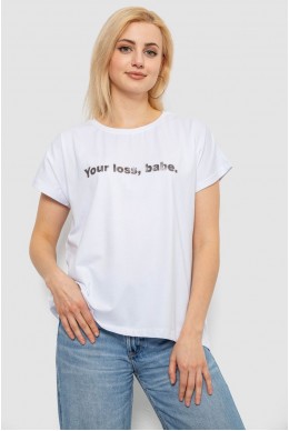 Футболка женская с принтом, цвет белый, 244R3016