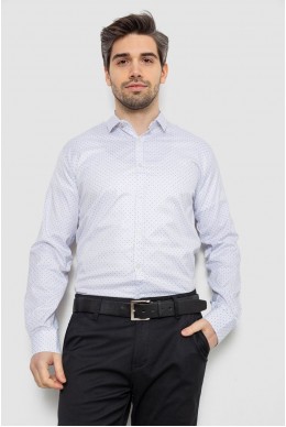 Рубашка мужская однотонная с принтом  -уценка, цвет белый, 186R2114-U