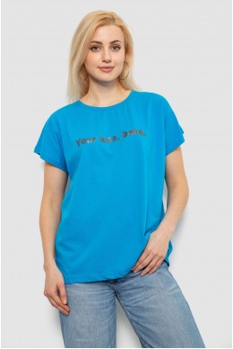 Футболка женская с принтом, цвет голубой, 244R3016