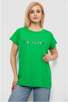 Футболка женская с принтом, цвет зеленый, 244R3016